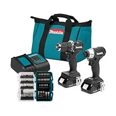 Makita® 18 Volt LXT® Lithium‑Ion Sub‑Compact Brushless 2‑Tool Kit with FREE Impact XPS® 60-Piece Impact Bit Set